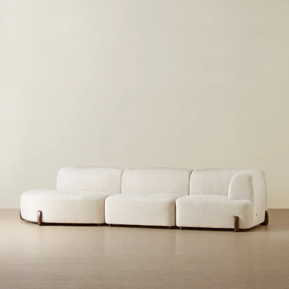 Calma Fusion Grey Fabric 3 Pieces Modular Sofa with Right Arm and Left Cuddler