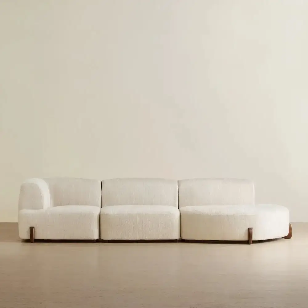 Calma Fusion Grey Fabric 3 Pieces Modular Sofa - Right Chaise