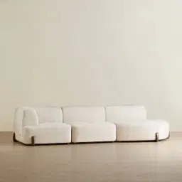 Calma Fusion Grey Fabric 3 Pieces Modular Sofa with Left Arm and Right Cuddler