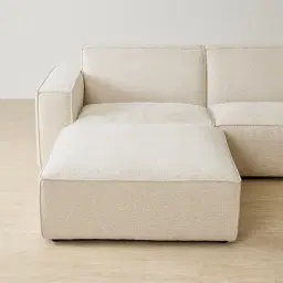 Maison Piaza White Fabric Modular Corner Sofa with Ottoman