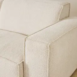 Maison Piaza White Fabric Modular Corner Sofa with Ottoman