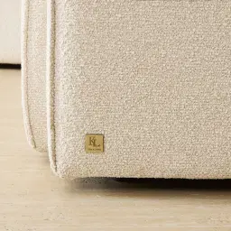 Maison Piaza White Fabric Modular Corner Sofa with Ottoman