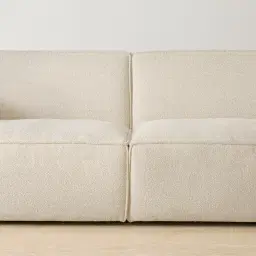 Maison Piaza White Fabric Modular Corner Sofa with Ottoman