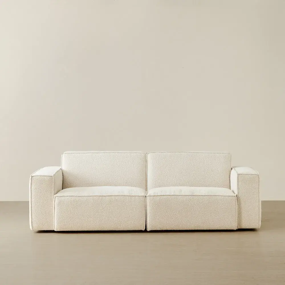 Maison Piaza White Fabric 2 Pieces Modular Sofa