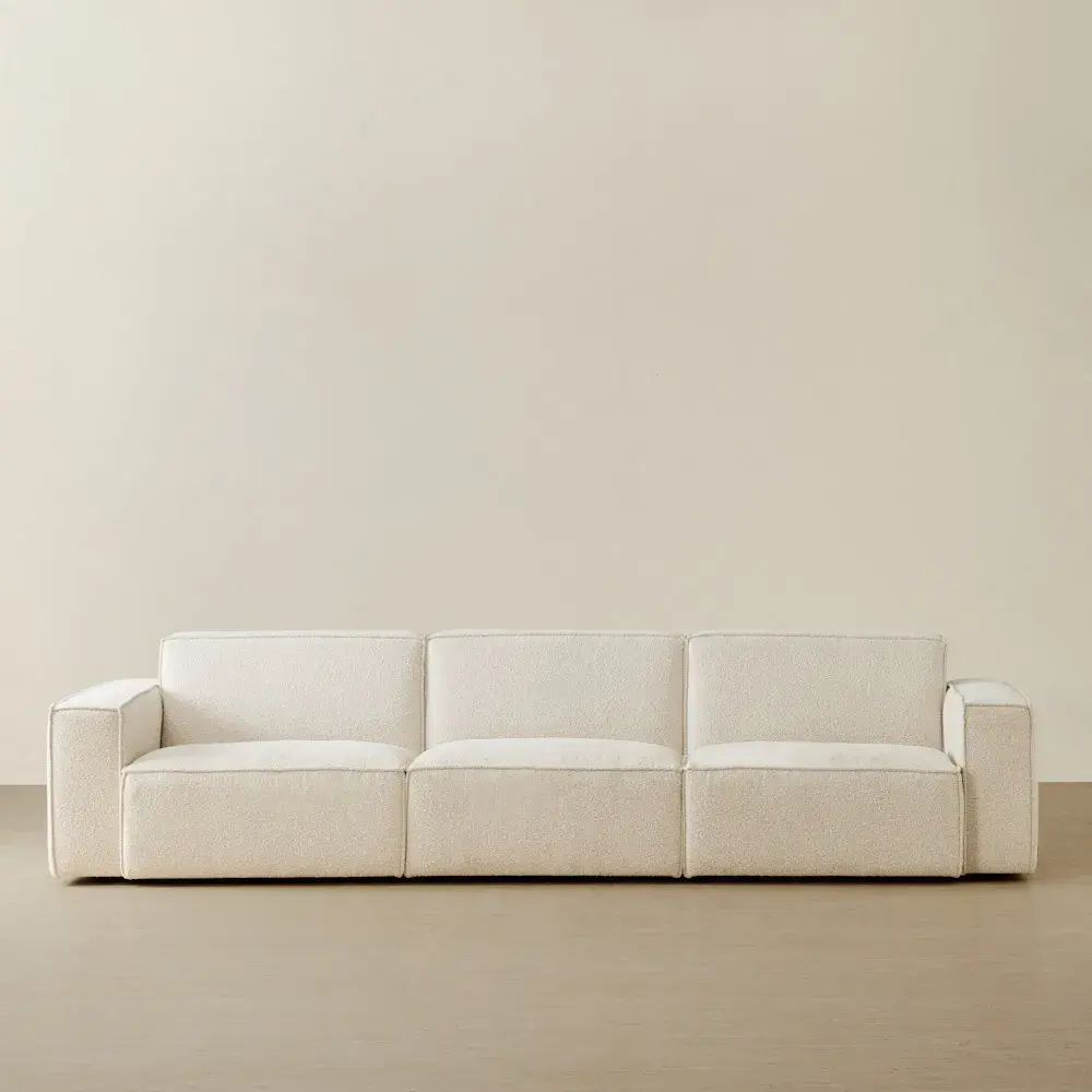 Maison Piaza White Fabric 3 Pieces Modular Sofa
