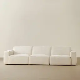 Maison Piaza White Fabric 3 Pieces Modular Sofa