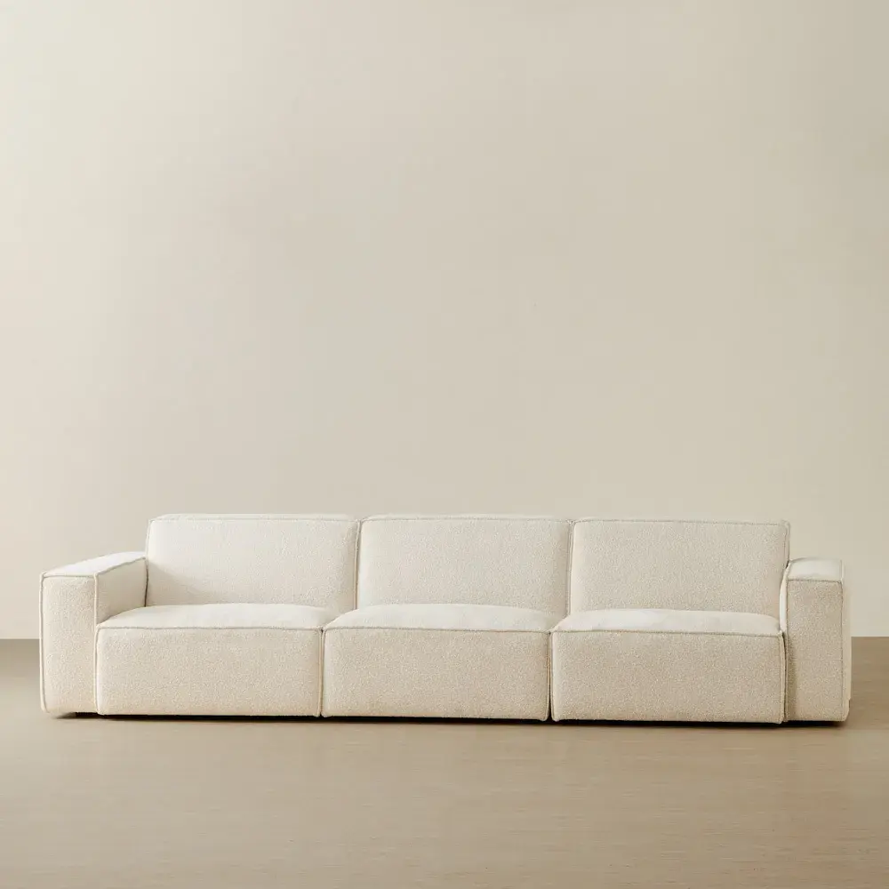 Maison Piaza White Fabric 3 Pieces Modular Sofa