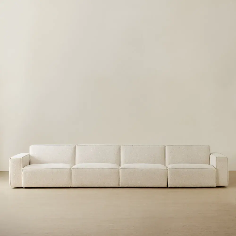 Maison Piaza White Fabric 4 Pieces Modular Sofa