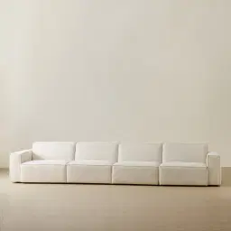 Maison Piaza White Fabric 4 Pieces Modular Sofa