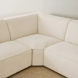 Maison Piaza White Fabric 5 Pieces Modular Sofa with Corner