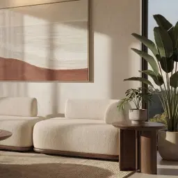 Bellagio Mid Beige Woven Fabric Left Arm Module