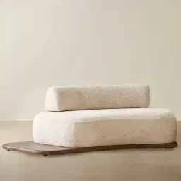 Bellagio Mid Beige Woven Fabric Modular Sofa Left Terminal and Side Platform Module