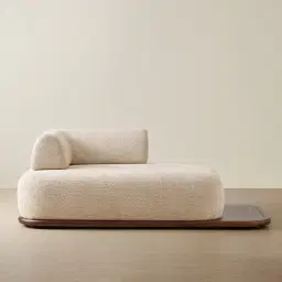 Bellagio Mid Beige Woven Fabric Modular Sofa - Day Bed Left Arm