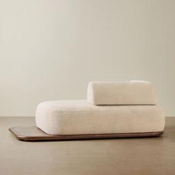 Bellagio Mid Beige Woven Fabric Modular Sofa - Day Bed Left Arm