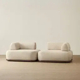Bellagio Mid Beige Woven Fabric 2 Pieces Modular Sofa