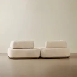 Bellagio Mid Beige Woven Fabric 2 Pieces Modular Sofa