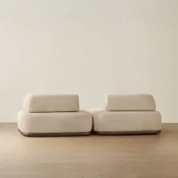 Bellagio Mid Beige Woven Fabric 2 Pieces Modular Sofa