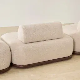 Bellagio Mid Beige Woven Fabric 3 Pieces Modular Sofa