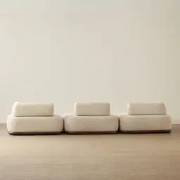 Bellagio Mid Beige Woven Fabric 3 Pieces Modular Sofa