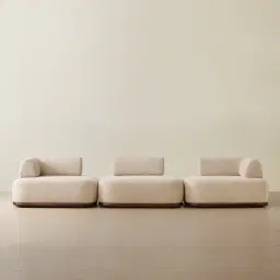 Bellagio Mid Beige Woven Fabric 3 Pieces Modular Sofa