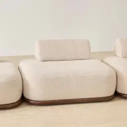 Bellagio Mid Beige Woven Fabric 3 Pieces Modular Sofa