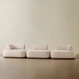 Bellagio Mid Beige Woven Fabric 3 Pieces Modular Sofa