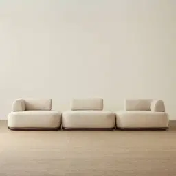 Bellagio Mid Beige Woven Fabric 3 Pieces Modular Sofa
