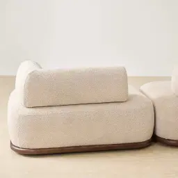 Bellagio Mid Beige Woven Fabric 3 Pieces Modular Sofa