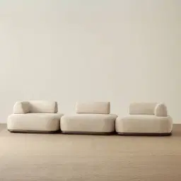 Bellagio Mid Beige Woven Fabric 3 Pieces Modular Sofa