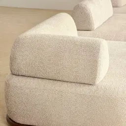 Bellagio Mid Beige Woven Fabric 3 Pieces Modular Sofa - Terminal Right Side Platform