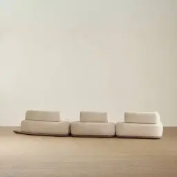 Bellagio Mid Beige Woven Fabric 3 Pieces Modular Sofa - Terminal Right Side Platform