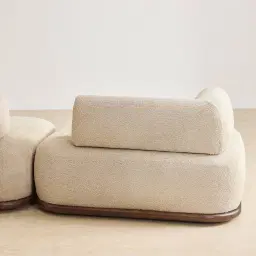 Bellagio Mid Beige Woven Fabric 3 Pieces Modular Sofa - Terminal Right Side Platform