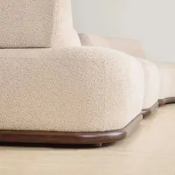 Bellagio Mid Beige Woven Fabric 3 Pieces Modular Sofa With Right Terminal and Side Platform