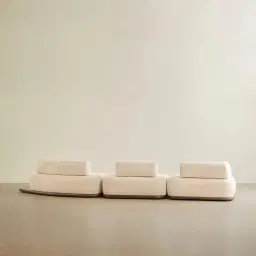 Bellagio Mid Beige Woven Fabric 3 Pieces Modular Sofa With Right Terminal and Side Platform