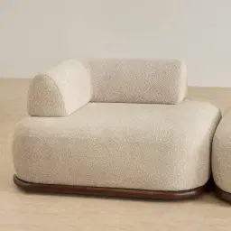 Bellagio Mid Beige Woven Fabric 3 Pieces Modular Sofa - Terminal Right Side Platform