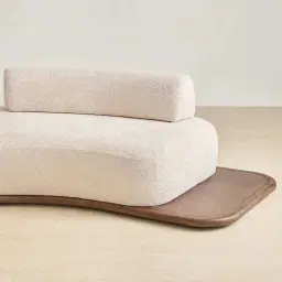 Bellagio Mid Beige Woven Fabric 3 Pieces Modular Sofa With Right Terminal and Side Platform