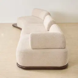 Bellagio Mid Beige Woven Fabric 3 Pieces Modular Sofa With Left Terminal and Side Platform