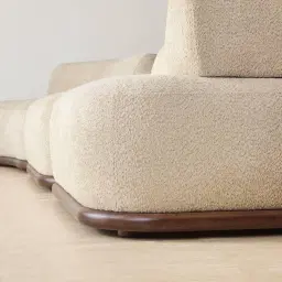 Bellagio Mid Beige Woven Fabric 3 Pieces Modular Sofa - Terminal Left Side Platform
