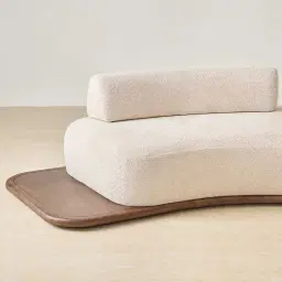 Bellagio Mid Beige Woven Fabric 3 Pieces Modular Sofa With Left Terminal and Side Platform