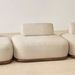 Bellagio Mid Beige Woven Fabric 3 Pieces Modular Sofa - Terminal Left Side Platform