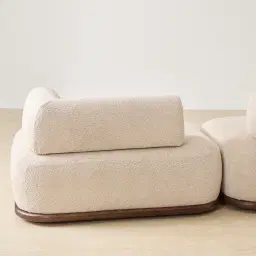 Bellagio Mid Beige Woven Fabric 3 Pieces Modular Sofa With Left Terminal and Side Platform