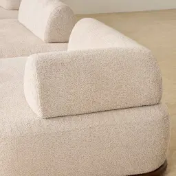 Bellagio Mid Beige Woven Fabric 3 Pieces Modular Sofa With Left Terminal and Side Platform