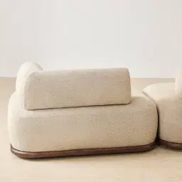 Bellagio Mid Beige Woven Fabric 3 Pieces Modular Sofa - Terminal Left Side Platform