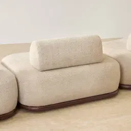 Bellagio Mid Beige Woven Fabric 3 Pieces Modular Sofa - Terminal Left Side Platform