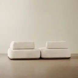 Bellagio Stone Cream Woven Fabric 2 Pieces Modular Sofa