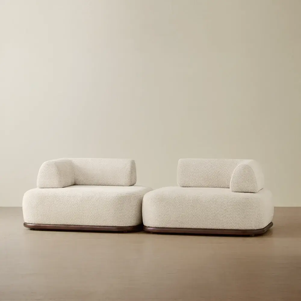 Bellagio Stone Cream Woven Fabric 2 Pieces Modular Sofa