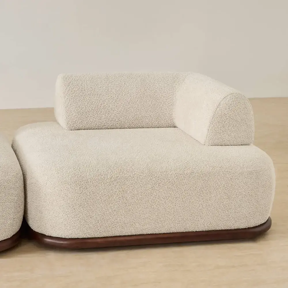 Bellagio Stone Cream Woven Fabric 2 Pieces Modular Sofa