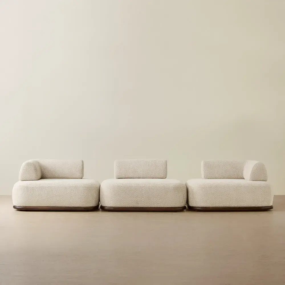 Bellagio Stone Cream Woven Fabric 3 Pieces Modular Sofa