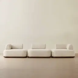 Bellagio Stone Cream Woven Fabric 3 Pieces Modular Sofa