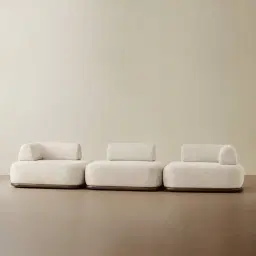 Bellagio Stone Cream Woven Fabric 3 Pieces Modular Sofa